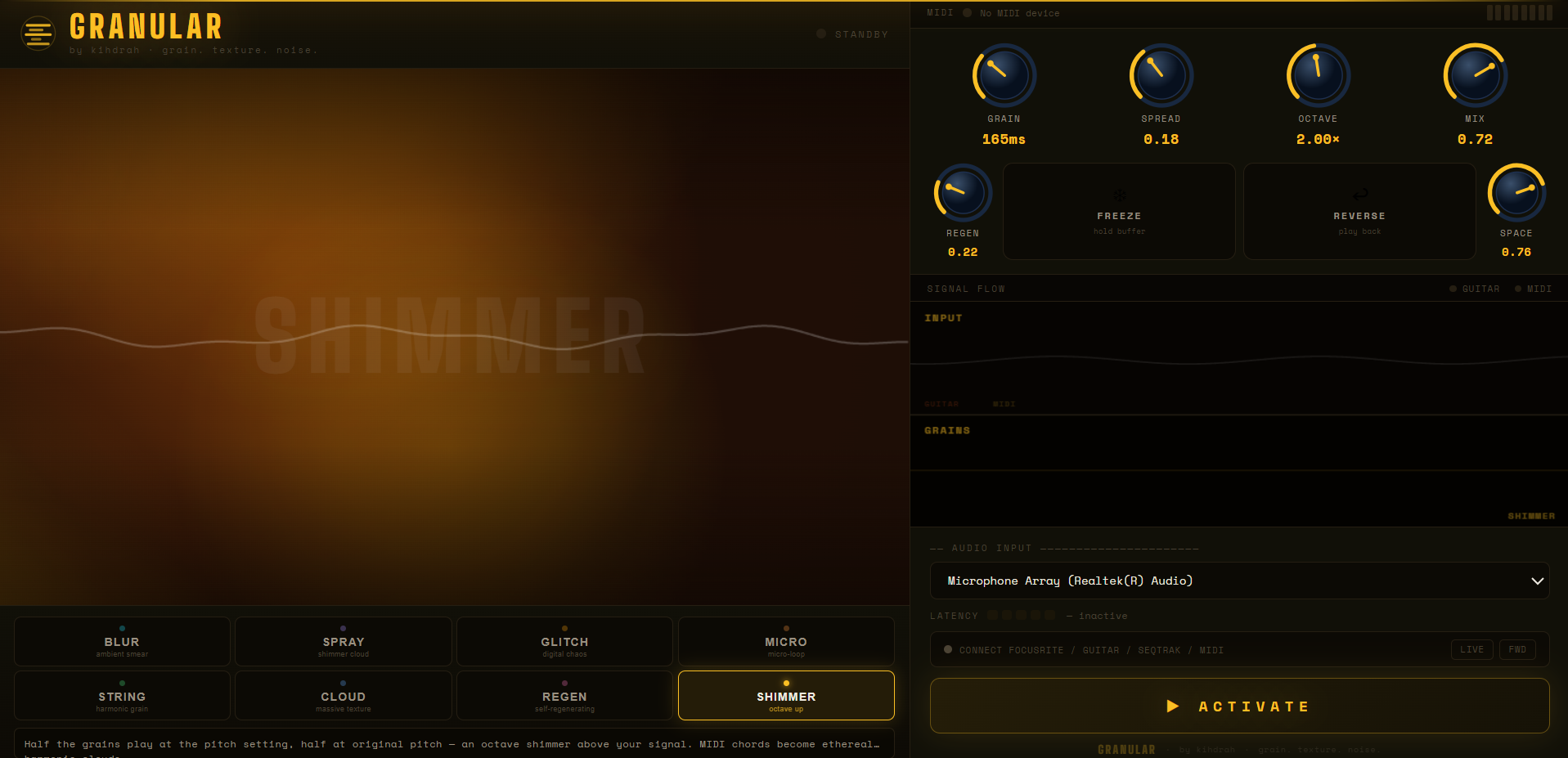 GRANULAR, Browser Granular Synthesis Engine